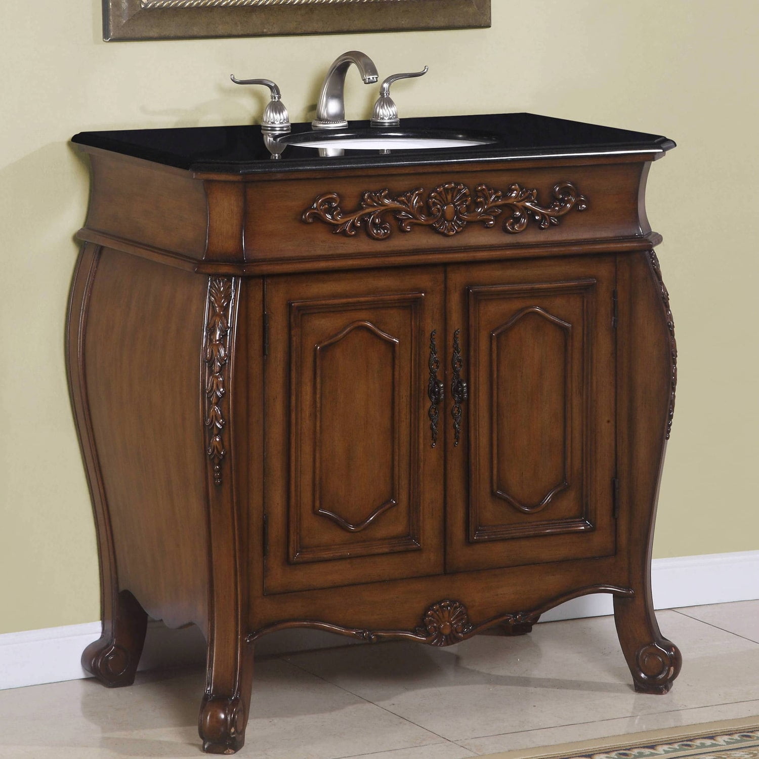 Ica Furniture Theia 36 Inch Brown Walnut Single Sink Bathroom Vanity Departments