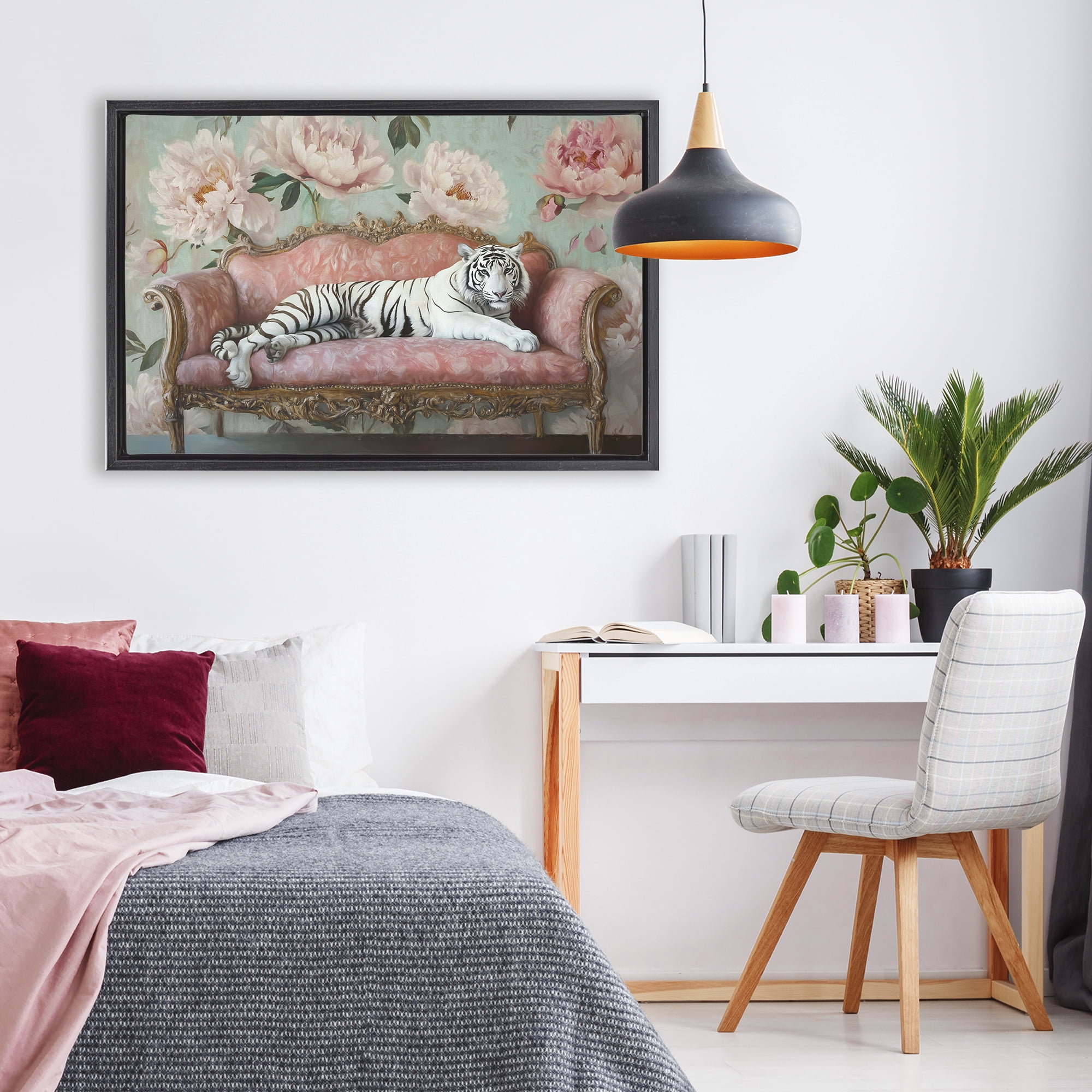 Stupell Industries Where The Tiger Dreams Black Framed Floater Canvas Wall Art, design by Tina LeCour