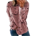 thumbnail image 1 of IROINID Liquidation Hauts Grande Taille pour Femmes Imprimé Manches Longues Confortable Respirant Col Rond Chemise Hauts, Rose, 1 of 8
