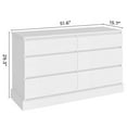 thumbnail image 3 of 6 Drawer Double Dresser Wooden Chest of Drawers Large Storage Cabinet for Bedroom Living Room Entryway, White, 3 of 11