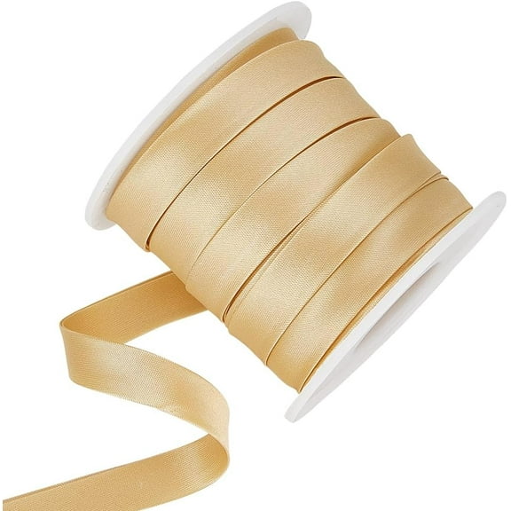 13.6 Yard Satin Bias Tape 0.47inch Double Fold Satin Binding Bias Ribbon for Cheongsam Decoration Clothing Seaming Piping Light Khaki