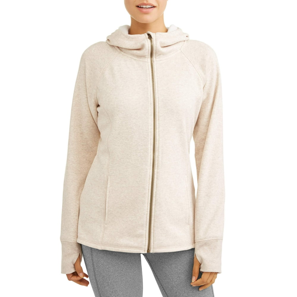 Athletic Works Women's Active Mink Back Full Zip Fleece Hoodie Jacket