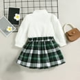 thumbnail image 4 of Toddler Baby Girl Fall Winter Skirt Set Turtleneck Ribbed Long Sleeve T-Shirt Top and Plaid Skirts Dress 2Pcs Party Holiday A-Line Skirt Outfits, 4 of 7
