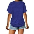 thumbnail image 4 of TXGREN t shirts for women Short Sleeves V Neck Plain Color Soft Loose Fitting Summer T Shirts Women women's t-shirts Blue+XXL, 4 of 6