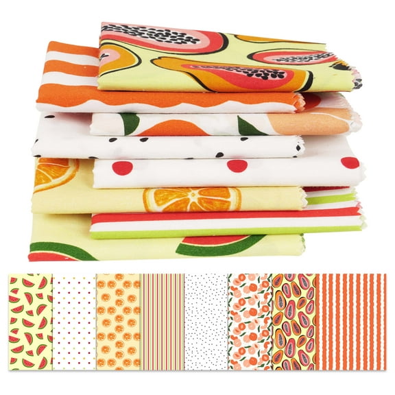 Soimoi 8 Pc Fat Quarter Bundle,Summer Tropical FruitsPrint 18"x 22"DIY Patchwork-100% CottonPre-Cut Quilting Fabric Multicolor