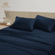 thumbnail image 4 of Casa Platino Juego de Sábanas King – 450 Hilos 100% Algodón Sábanas Refrescantes King, Acabado de Lujo de Hotel Premium, Naturalmente Transpirable, Píldora Baja, Certificado Oeko-Tex – Azul Patrimonio, 4 of 6
