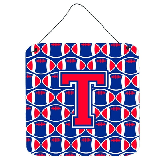 Letter T Football Harvard Crimson and Yale Blue Wall or Door Hanging Prints