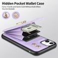 thumbnail image 3 of Wallet Case for iPhone 11 with Card Holder 360°Rotation Ring Stand Kickstand Women Girls PU Leather Double Buttons Flip Cover RFID Blocking Protective Case for iPhone 11 6.1 inch Light Purple, 3 of 6
