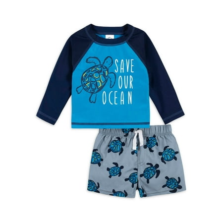 

Gerber Baby & Toddler Boy Rashguard & Swim Trunks Set with UPF 50+ 2-Piece (0/3M - 5T)