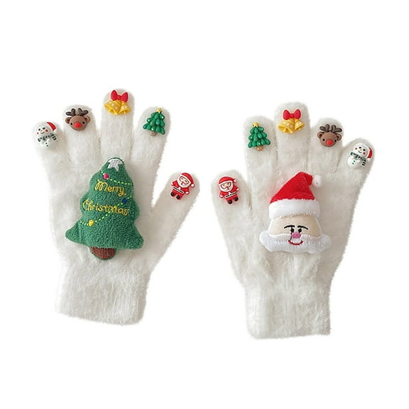 DJN Under $5 Elf Gloves Christmas Touchscreen Gloves for Women Men, Thermal Knitted Winter Gloves with Cute Xmas Print, Windproof & Grippy, Ideal Christmas Gift