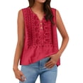 thumbnail image 6 of Embroidered Tank Tops For Women，Embroidered Boho Tops Cotton Linen Vest Casual Blouses V-Neck Embroidered Gauze Tops Loose Causal Sleeveless Bohemian Causal Shir, 6 of 8