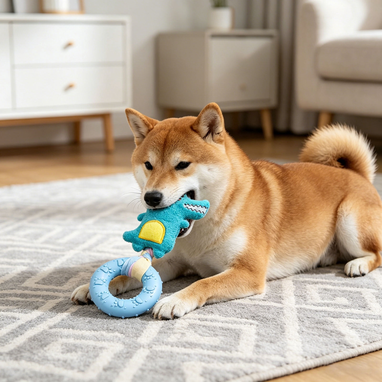 Gytml Squeaky Dog Chew Toys Durable Interactive Plush Puppy Toy With Squeaker Plush Dog Toy For Large & Medium Dogs Aggressive Chewers(C-2.76X7.48Inch)