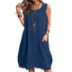 thumbnail image 1 of Vestido de lino de algodón para mujer Vestido casual suelto de verano sin mangas ShuxiuWang 8390606143617, 1 of 1