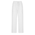 thumbnail image 5 of qolati Cotton Linen Pants for Women Drawstring Eastic Waistband Wide Leg Palazzo Pants 2023 Summer Classic Fit Straight Leg Long Lounge Trousers, 5 of 6