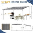 thumbnail image 3 of MEISSALIVVE 12' x 14' Wall Mounted Gazebo, Outdoor BBQ Grill Gazebo with Side Shelf, Lean to Metal Awnings with Sloped Roof, Heavy Duty Pergola for Backyard, Deck, White, 3 of 11