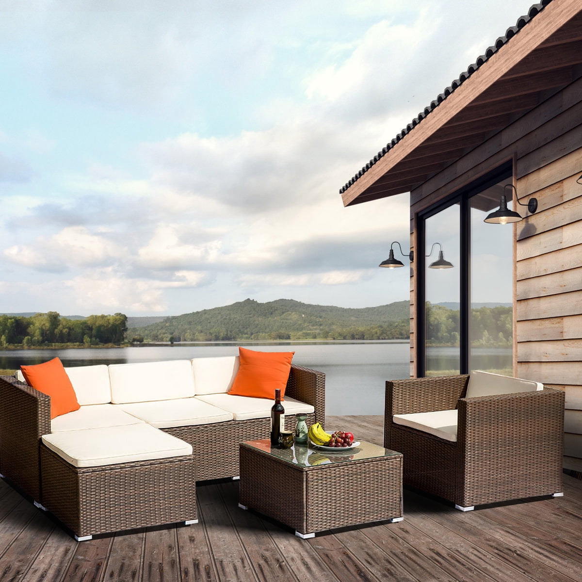 YOFE Outdoor Furniture Set, 4 Piece Wicker Patio Furniture Set for