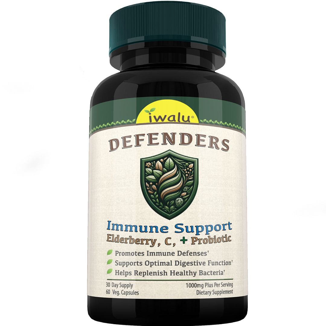 iwalu Defenders Immune Support Supplement | Elderberry, Vitamin C Plus Probiotics | 10-in-1 Formula for Year-Round Immune Health - 60 Count | NSF Certified & USA Made