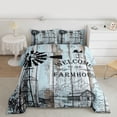thumbnail image 2 of Garden Windmill Bedding Set Rustic Retro Farm House Quilt,Country Vintage Barn Door Comforter Set Queen,Cottage Lodge Cabin Duvet Insert Winnower Wooden Plank Farmhouse Decor, 2 of 7