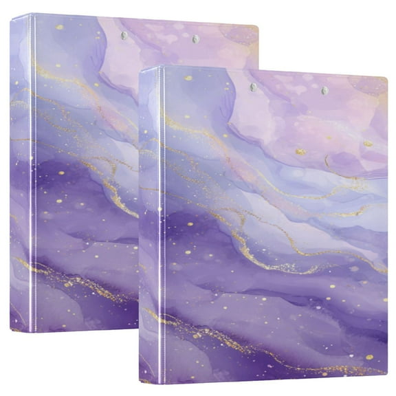 3 Ring Binder 1.5 inch Round Rings with Interior Pockets Binders Organizer Office School 1Pack Soft Purple Marble Vortex