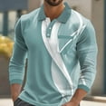 thumbnail image 3 of Stamzod Mens Long Sleeve Shirt Fashion Strip Printed Turndown Gym Oversized Shirts Casual Athletic Shirts for Men Light Blue D L, 3 of 4