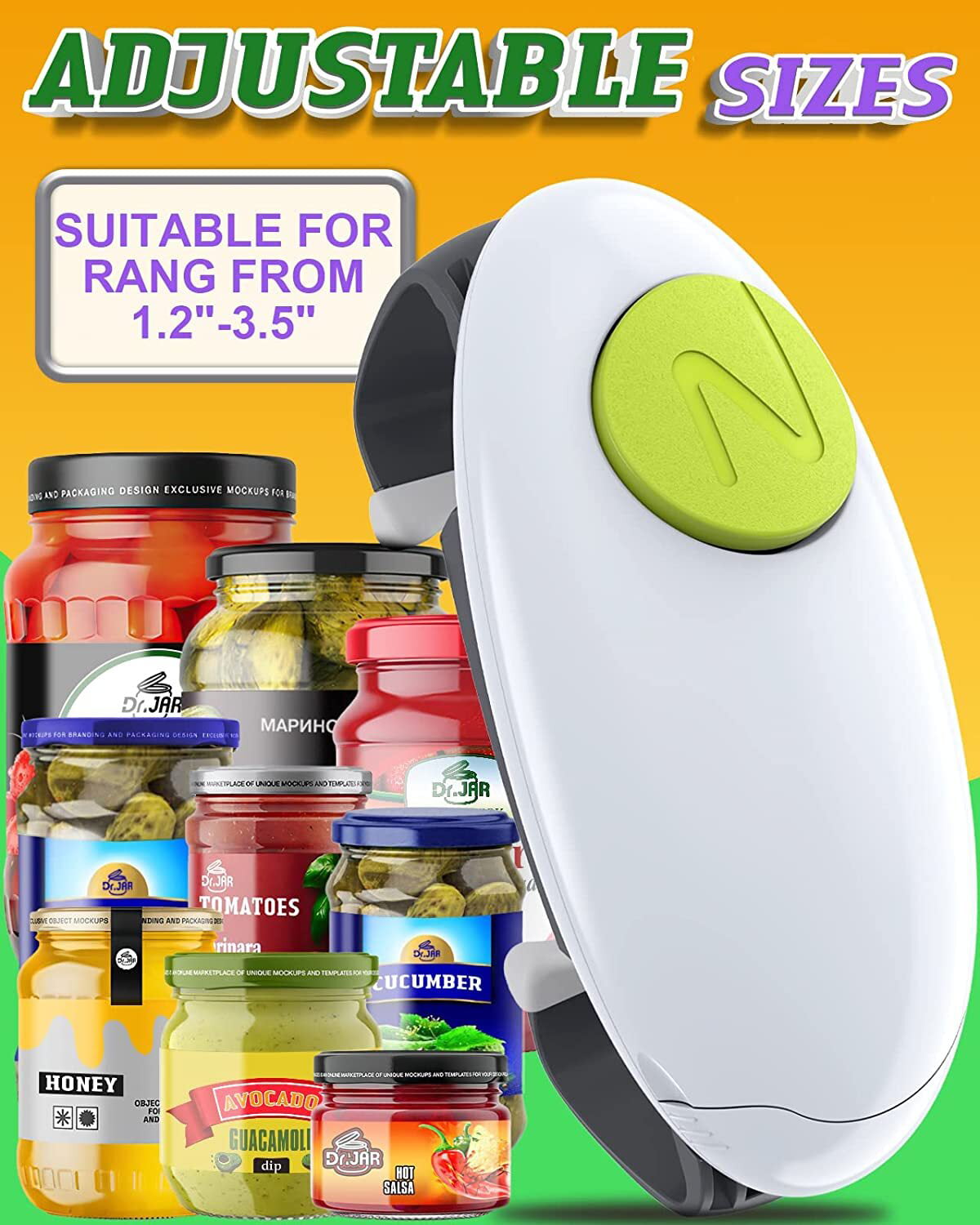 Sutify Electric Jar Opener, One Touch Automatic Jar Opener for New Sealed  Jars, Works for All Kinds of Jars, Jar Opener for Weak Hands, Seniors