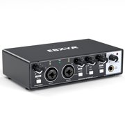 EBXYA Audio Interface USB C 2 In 2 Out Recording Bundle, Black Metal with 48V Phantom Power & Zero-Latency Monitoring for Home Studio, Podcasting & Gaming/Voice Chat Setup