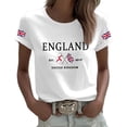 thumbnail image 2 of Women Blouses Short Sleeve Shirts British Print Crew Neck T Shirt Casual Tee Top Ladies Fashion Trendy Blouse S, 2 of 5