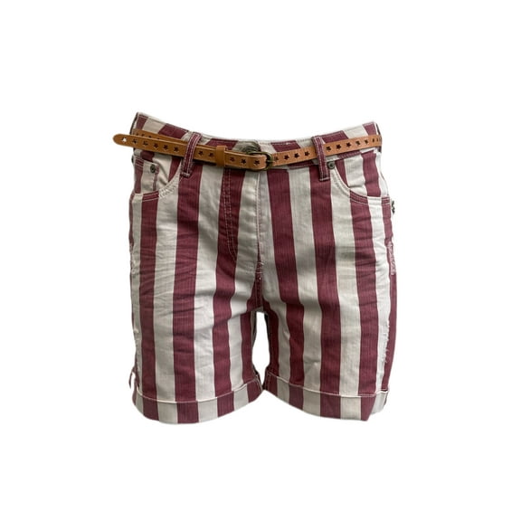 MAISON SCOTCH Women's Les Bon Vivants Denim Stripped Shorts, Pink, White, 31