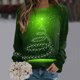 thumbnail image 2 of Gibobby Sudadera de cuello Rojoondo con estampado de Navidad para mujer, suéter de ajuste de cuello Rojoondo, camisetas informales de manga larga para entrenamiento, blusa suelta (Verde, XL), 2 of 4