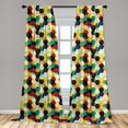 thumbnail image 5 of Ambesonne Vintage Curtains, Rhombus Pattern Grunge, Pair of 28"x84", Multicolor, 5 of 5