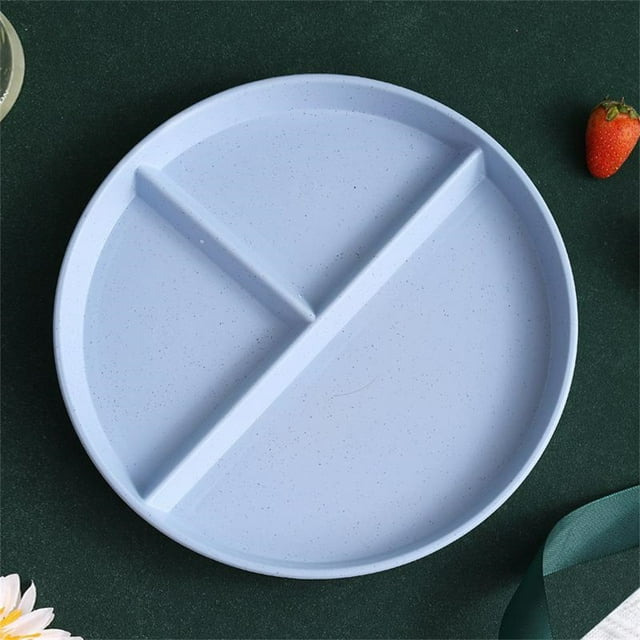 Plat Divisé en 3 Assiettes Rondes Réutilisables pour Adultes 3 Compartiments de Portions Micro-Ondes Sûr PP Vaisselle de Cuisine Style A 1Pcs
