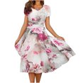 thumbnail image 1 of Moda Casual Verano Cuello redondo Vestido floral Manga corta Mujer A-Line Vestido de mujer Vestidos Pompotops ghjkhdj12561, 1 of 8