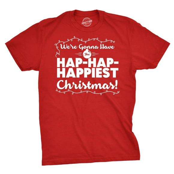 Mens Hap Hap Happiest Christmas Graphic Novelty Sarcastic Xmas Cool T shirt (Red) - 3XL