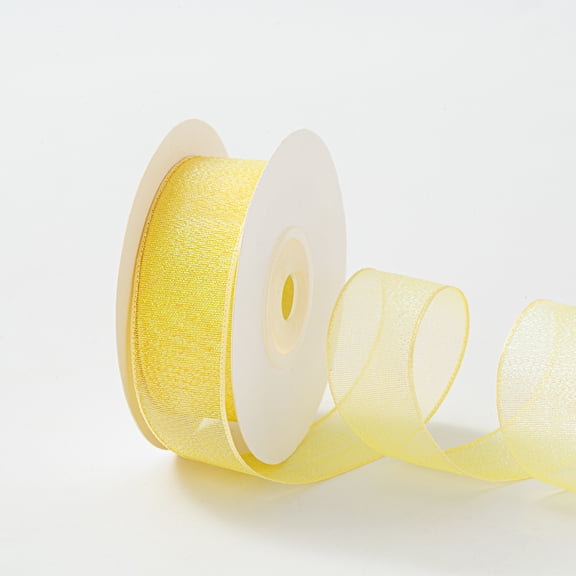 XmhyTop 2-Roll Yellow Glitter Sparkly Fabric Ribbon, 1.57" Wide × 10 Yards Decorative Ribbon for Gift Wrapping, Crafts, Wedding & Birthday Party Decorations