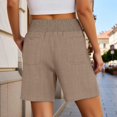 thumbnail image 4 of KHONTS Linen Shorts for Women Casual Summer High Waist Wide Leg Beach Vacation Shorts with Pockets Khaki XL, 4 of 6