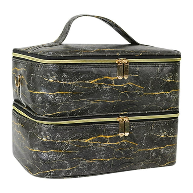 Estuche organizador de esmalte de uñas, estuche de viaje con capacidad para 40 botellas, estuche de transporte para esmalte de uñas negro