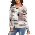 thumbnail image 3 of Abstract Geometric Painted Texture V-neck Sweater Winter Clothes Long Sleeve Knitwear Sweater Women's Pullover, 3 of 5