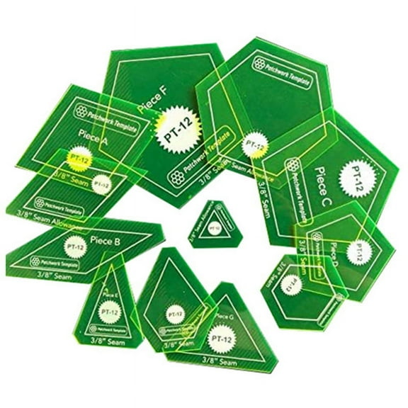 Set of 12 English Paper Piecing Quilt Template Set,Hand Sewing Template Diamond Triangle Tools