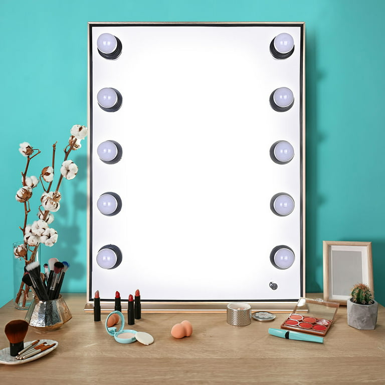 Byootique Lighted Hollywood Vanity Mirror 12pcs Dimmable LED Tabletop Wall  Mount Makeup 