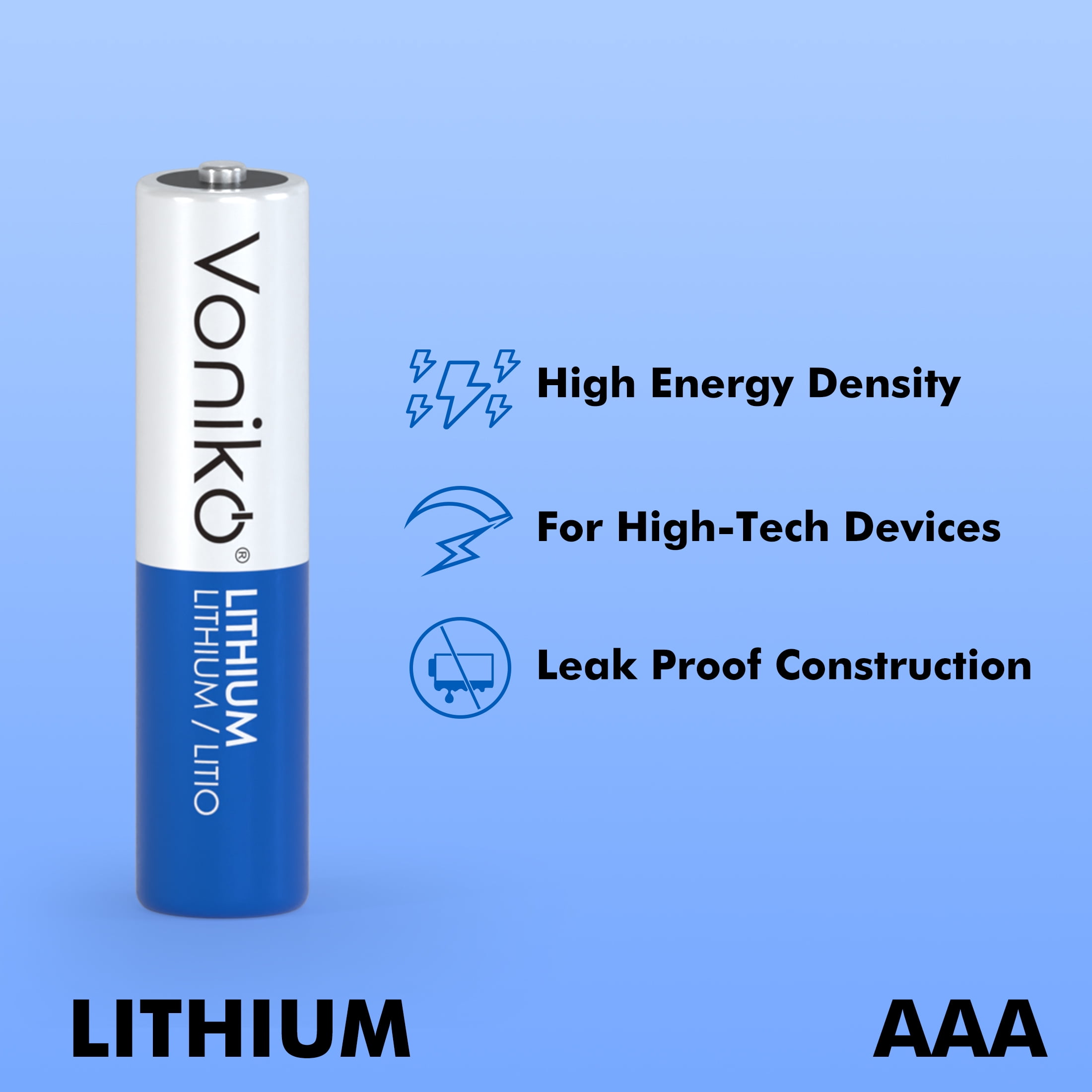 Voniko Lithium AAA Batteries 12 Pack, 1.5V 1200mAh Non-Rechargeable Triple A Battery for Flashlight, Toys, Remote Control