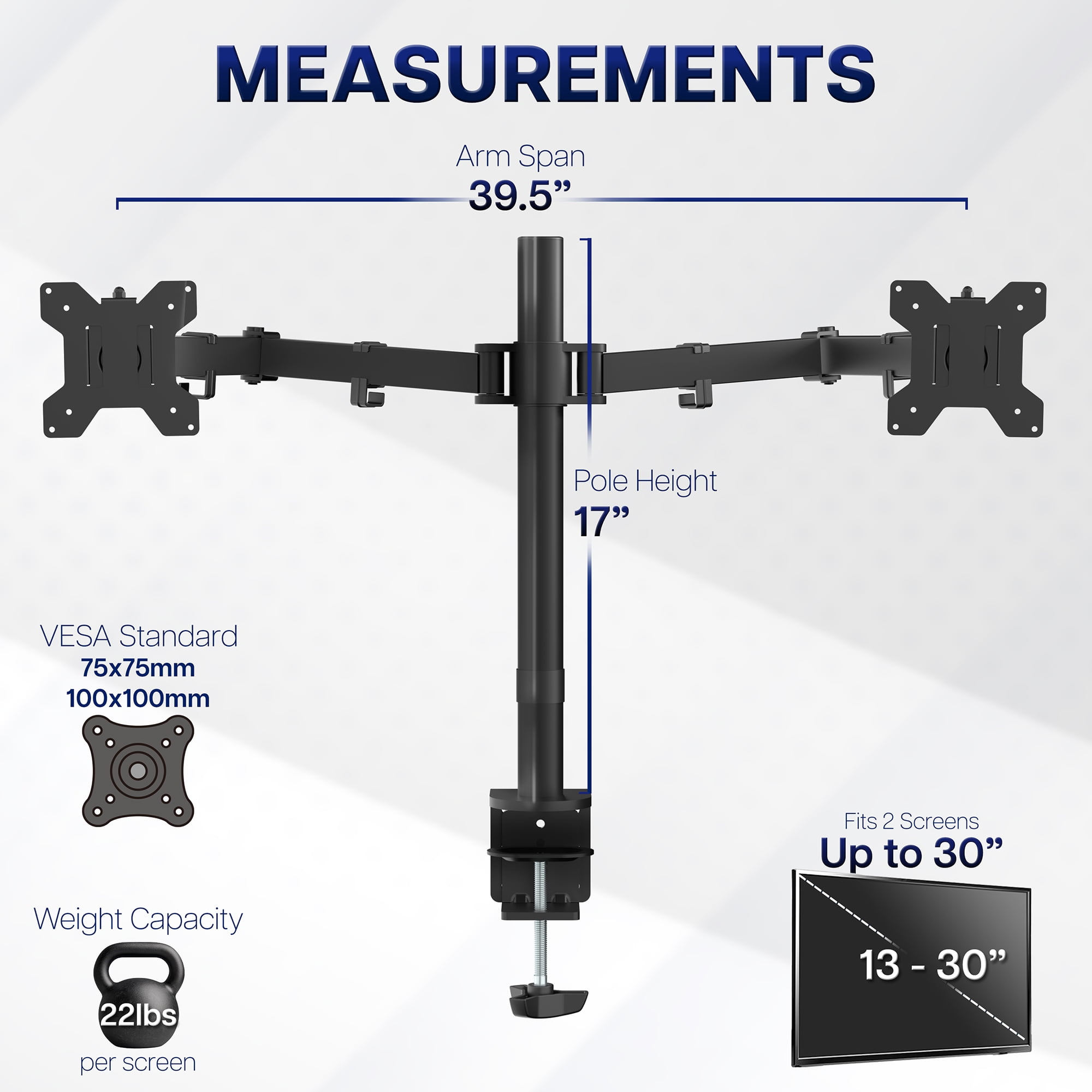 VIVO Black Dual Monitor Adjustable Desk Mount, Fits Ultrawide Screens up to 38"