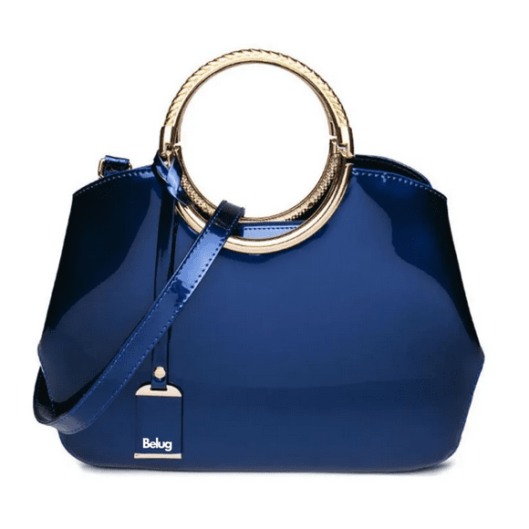 Bolso De Charol Brillante Belug, Azul marino