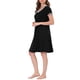thumbnail image 4 of INSPIRE CHIC Camisón de Noche para Mujeres, Ropa de Dormir, Vestido de Lounge, Cuello en V, Manga Corta, Camisones M Negro, 4 of 6