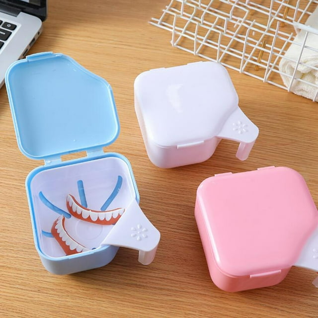 Denture Storage Box Anti-crack Store Dentures Professional Double Drain Easy to Use Denture Care Box for Cleaning Denture
