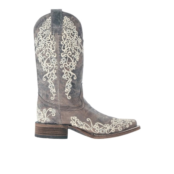 CORRAL Adult Female Crater Bone Embroidery Brown Boots, Size: 6, Width: M
