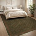 thumbnail image 3 of ODIKA 8'x10' Washable Area Rug Durable, Non-Slip Olive Geometric Mosaic With Earth Tone Diamond Accents Vintage Abstract Refined for Living Room, Under Sectional, Family, 3 of 7