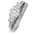 thumbnail image 2 of 2 Carat Round and Princess Diamond Wedding Ring Set in White Gold, 2 of 4