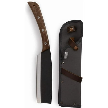 Japanese NATA Hatchet - 7-Inch Stainless Steel Machete – Durable Full Tang Design with Walnut Handle and Canvas Sheath – Perfect for Medium to Heavy-Duty Chopping, Splitting and Cutting