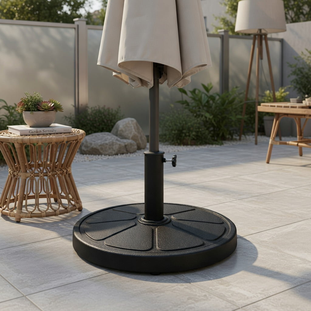 Resenkos Outdoor Umbrella Base, 31LBS 18 Inch Round Outdoor Umbrella Base, Black