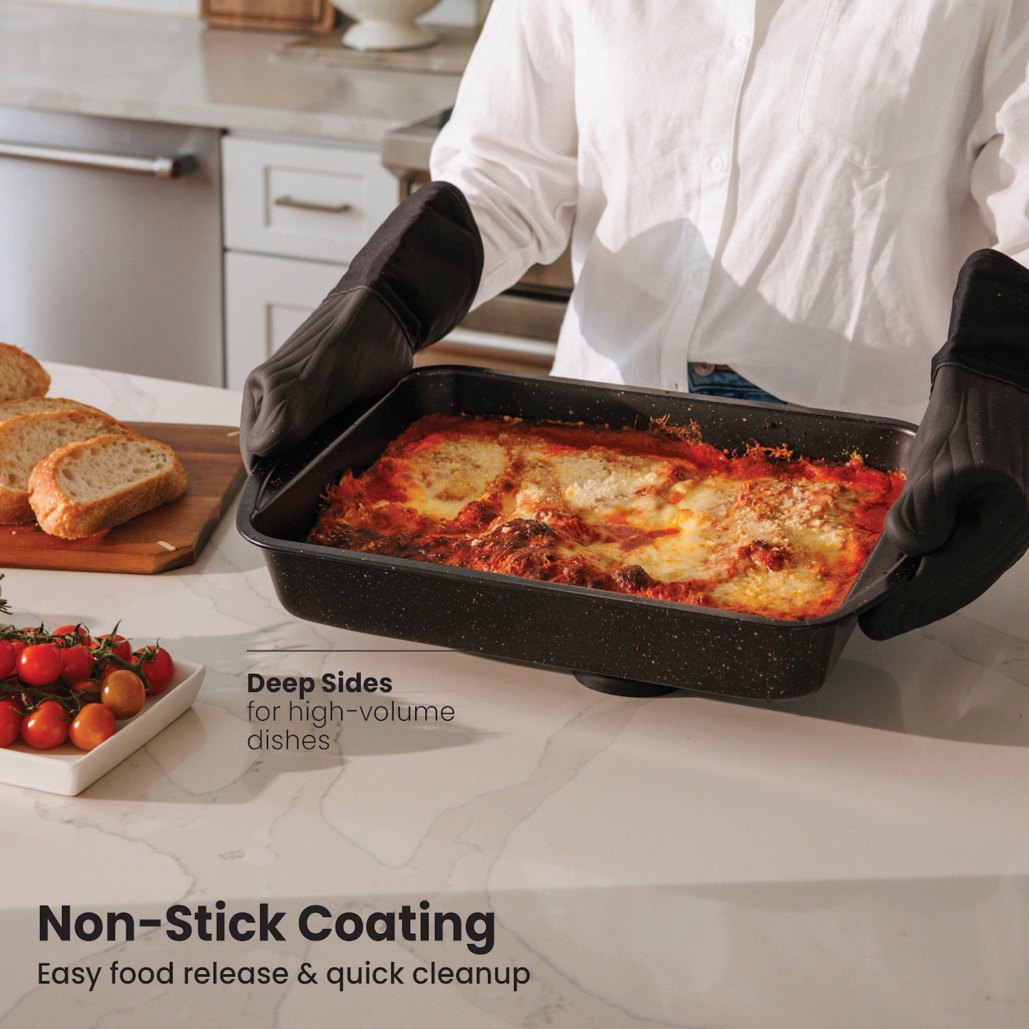 Thyme & Table 15" x 11" Non-Stick Lasagna Pan, Black photo 4